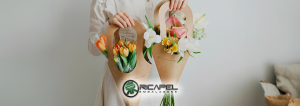 Sacola de papel personalizada para floriculturas e presentes